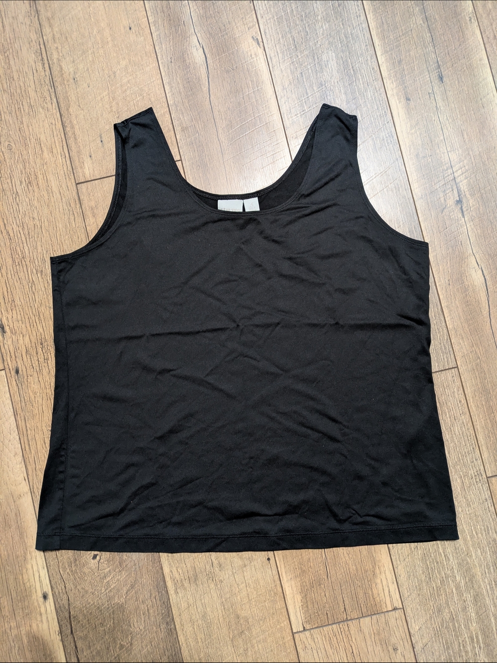 Chico's Microfiber Tank Top 3 XL Black Scoop Neck Nylon Spandex Stretch Layer